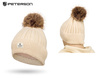 Ocieplana czapka damska z odpinanym pomponem Peterson PTN HAT-09 Beige