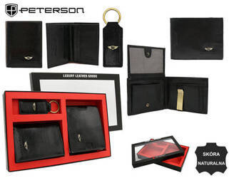 Leather wallet+case+key ring PETERSON PTN SET3-N992L-VT