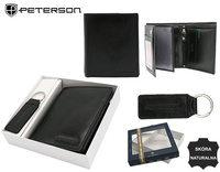 Gift set: leather wallet and keychain PETERSON PTN SET-M-1549-KCS