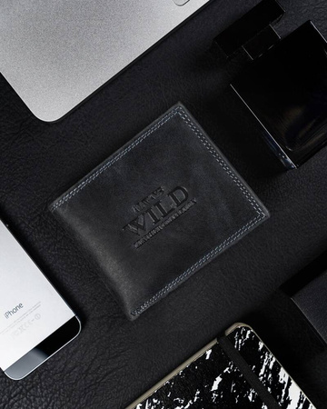 Leather wallet N0035-CHM Black