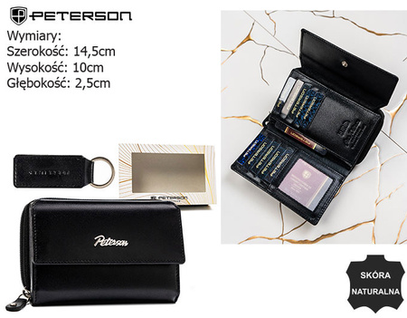 Gift Set: Leather Wallet and Keychain Peterson PTN SET-D-69-KCS BLACK