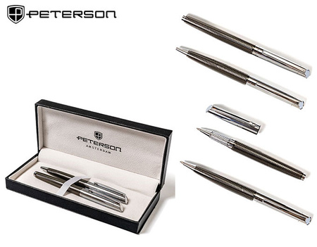 Zestaw dwóch eleganckich długopisów Peterson PTN 226-SET2 Black-Silver