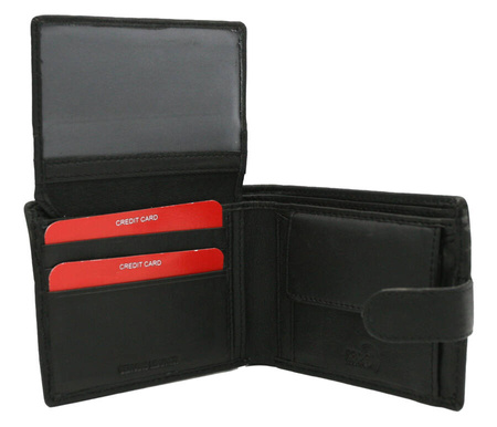 Two-Piece Gift Set: Men's Wallet and Keychain in Genuine Leather by ROVICKY R-SET-M-N003L-SBH03L-SBH Black