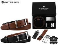 Gift Set: Reversible Leather Men's Belt + 2 Buckles Peterson PTN KL-B005-S001