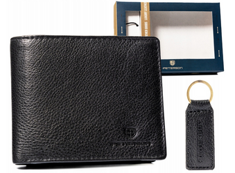 Leather wallet & key ring set PETERSON PTN SET-M-1549-D