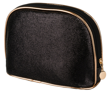 A glittering single-compartment travel cosmetic bag PTN KOS-L01-B Black Peterson