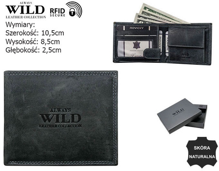 Leather wallet N0035-CHM Black