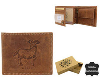 Men's leather wallet with Aries zodiac sign N992-CHM-ARIE Cognac