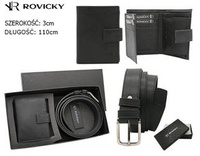 Men's Gift Set: Eco-Leather Wallet and Belt by Rovicky R-N004L BLACK