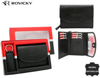 Women's Gift Set: Leather Wallet and Keychain ROVICKY R-ZD-604-BG