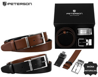 Gift Set: Reversible Leather Men's Belt + 2 Buckles Peterson PTN KL-B007-S001