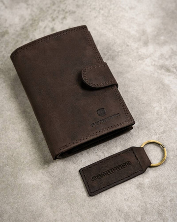 Leather wallet+key ring gift set PETERSON PTN SET-M-1542L-CHM