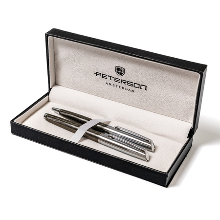 Zestaw dwóch eleganckich długopisów Peterson PTN 226-SET2 Black-Silver