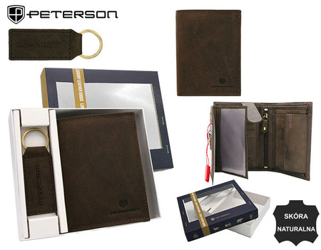 Leather wallet & key ring set PETERSON PTN SET-M-1542