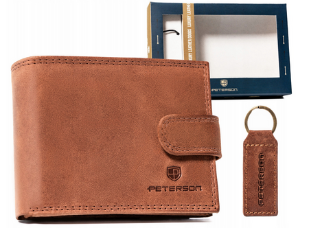 Leather wallet & key ring set PETERSON PTN SET-M-N003L