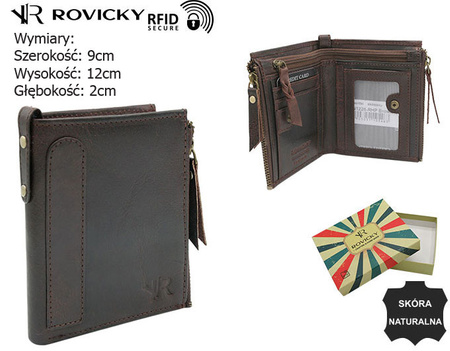 Portfel skórzany RFID ROVICKY N1226-RHP Brown