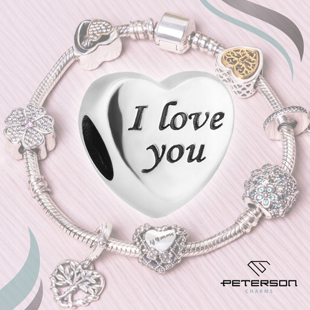 Srebrny charms Serce I LOVE YOU marki PETERSON CHP-004