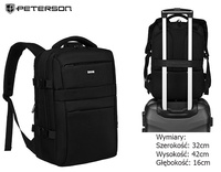 Laptop Backpack with Suitcase Strap Peterson PTN PTY-04 Black