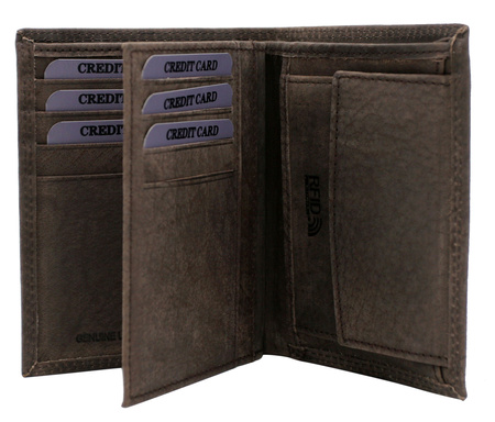 Vertical leather wallet CZ-04-HLF Brown