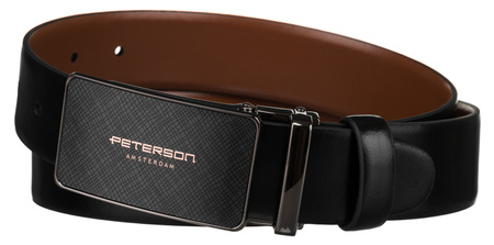 Gift Set: Reversible Men's Leather Belt + 2 Buckles PTN KL-B001 Peterson