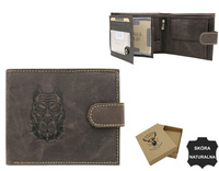 Nubuck leather wallet RFID N992L-CHM-DOG-2 Brown