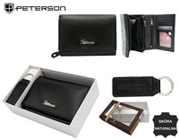 Gift set: leather wallet and key ring PETERSON PTN SET-D-02-KCS