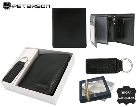 Gift set: leather wallet and keychain PETERSON PTN SET-M-1549-KCS