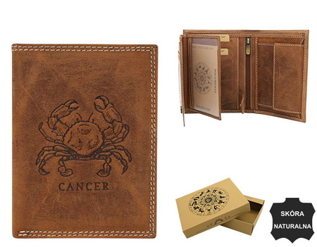 Men's leather wallet with Cancer zodiac sign RFID ALWAYS WILD N4-CHM-CANC