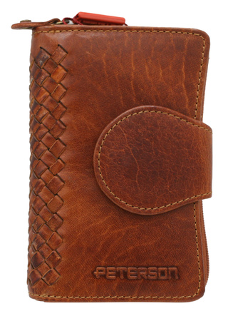 Women's wallet made of natural leather PTN WD1-VLCN Cognac